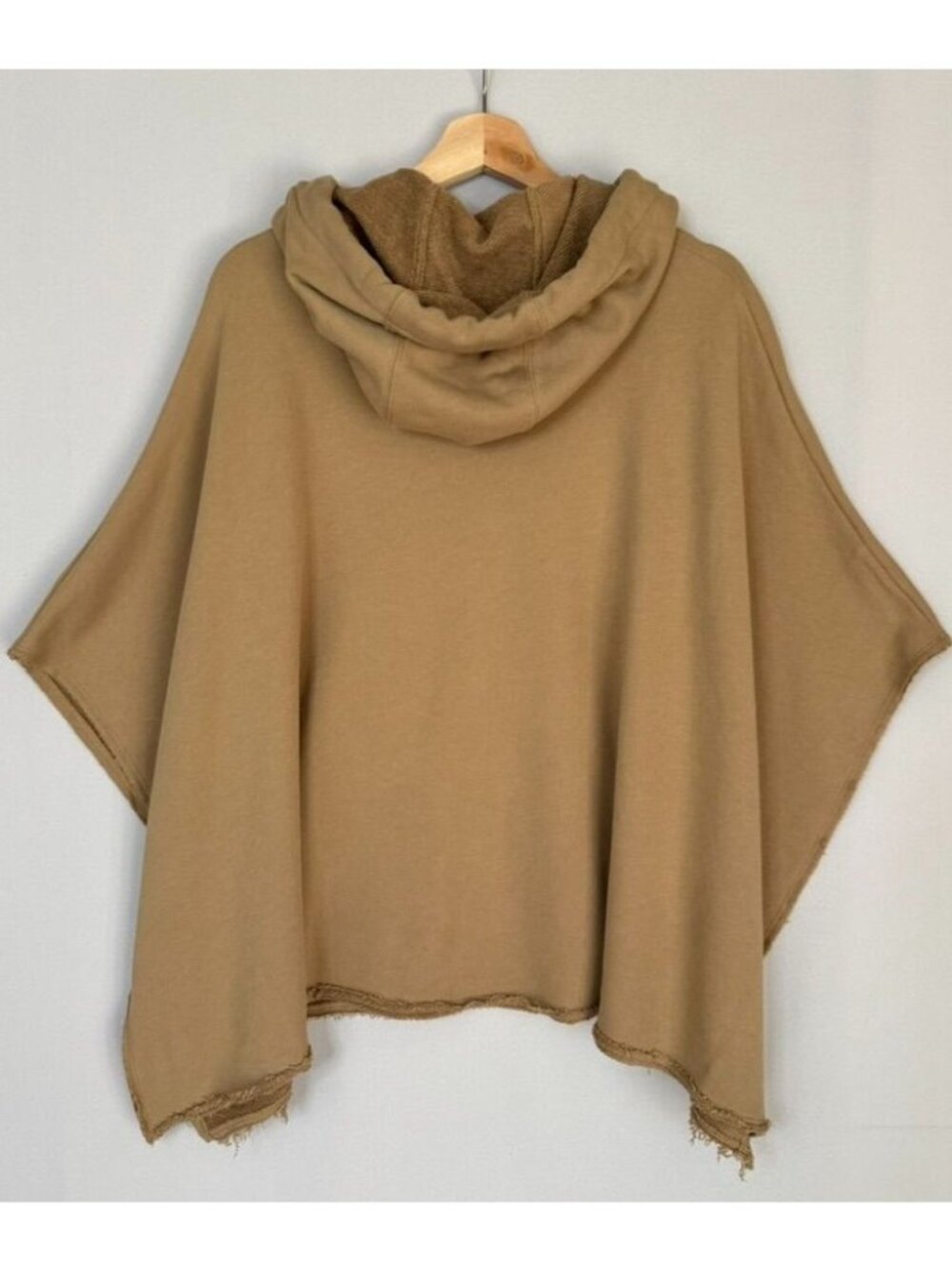ATM Anthony Thomas Melillo Nude French Terry Hooded Open Sided Poncho One Size - Picture 7 of 14